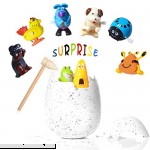 EXERCISE N PLAY Hatchimal Surprise Hatching Egg Set of 8 Wind Up Animals Toys for Kids Birthday Gifts Party Favor Includes Mouse Dog Dinosaur Chick Frog Ladybug Crab Larva Wooden Hammer  B07N44R7GL
